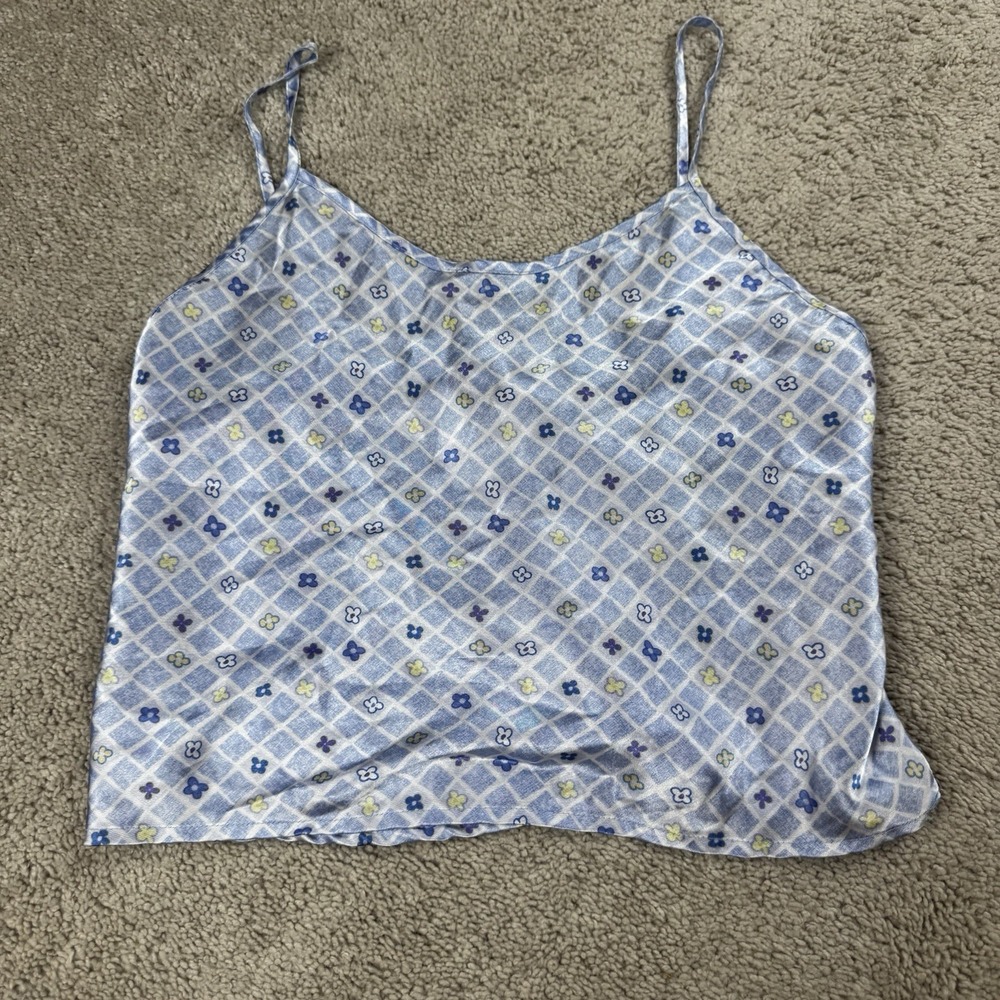 Angelique Vintage Blue Checkered Tank Crop Top‎ 90s Size S Dainty Fairy Y2K